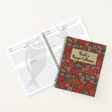 Vintage Dragonfly Flying in English Garden Recipe Notebook