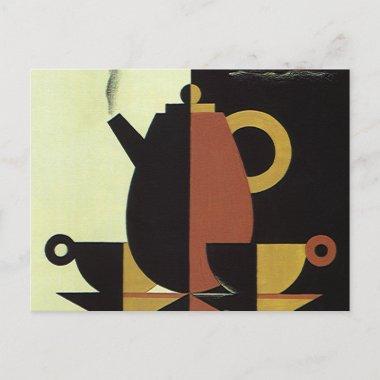 Vintage Drinks Beverages Coffee Pot with Cups PostInvitations