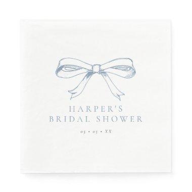 Vintage Dusty Blue Bow Bridal Shower Napkins