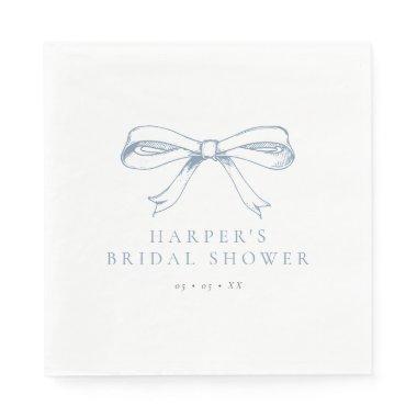 Vintage Dusty Blue Bow  Napkins