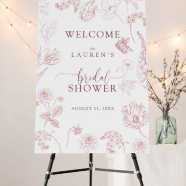 Vintage Dusty Rose Floral Bridal Shower Welcome Foam Board