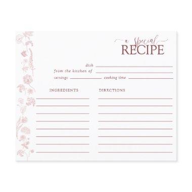 Vintage Dusty Rose Floral Script Recipe Invitations