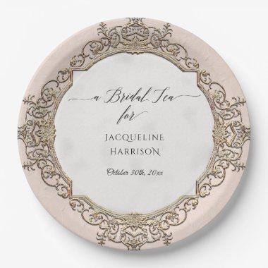 Vintage Elegant Baroque Pink and Gold Bridal Tea Paper Plates