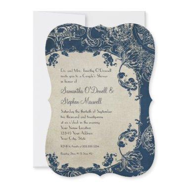 Vintage Elegant Couples Shower Toile Floral Damask