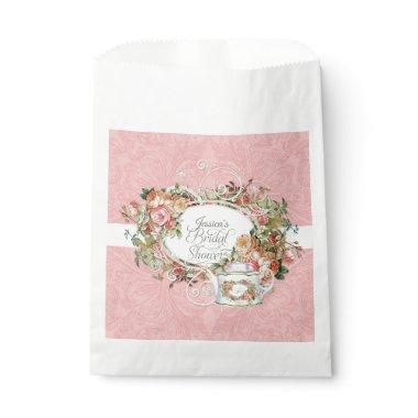 Vintage Elegant Pink Rose Tea Party Bridal Shower Favor Bag