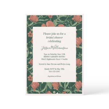 Vintage Elegant Rustic Green Floral Bridal Shower Invitations