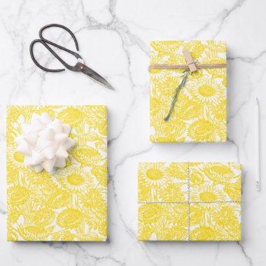 Vintage Elegant Sunflower Yellow Wrapping Paper Sheets
