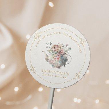 Vintage Elegant Tea Party  Classic Round Sticker