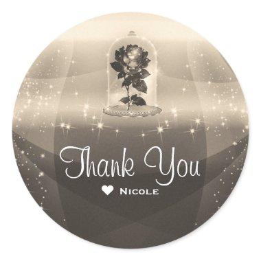 Vintage Enchanted Magical Red Rose Wedding Party Classic Round Sticker