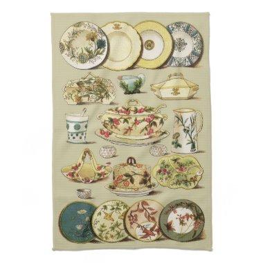 Vintage English China Plates & Serving Pieces Kitchen Towel