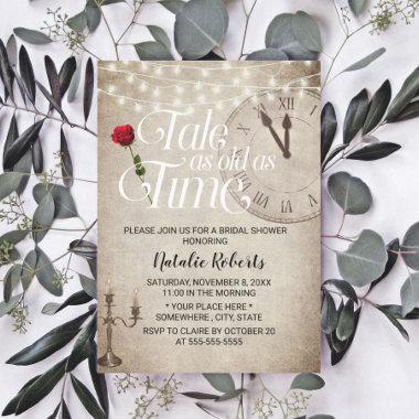 Vintage Fairy Tale as Old as Time Bridal Shower Invitations