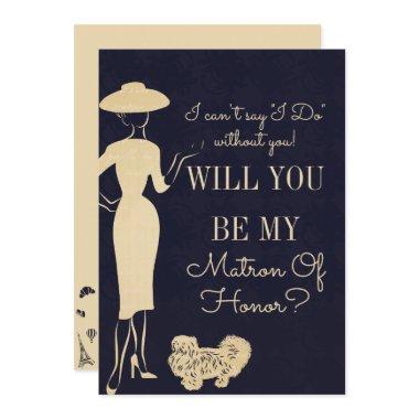 Vintage Fashion Be My Matron Of Honor Invitations