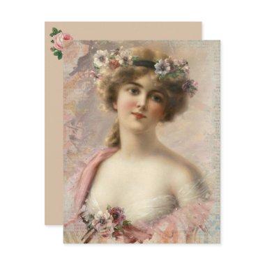 Vintage Feminine Victorian Fashion Greeting Invitations