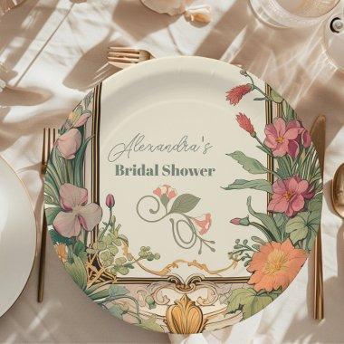 Vintage Floral Art Nouveau  Paper Plates