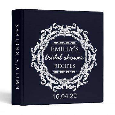 Vintage Floral Blue Bridal Shower 3 Ring Binder