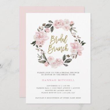 Vintage Floral | Blush Watercolor Bridal Brunch Invitations