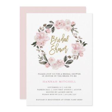 Vintage Floral | Blush Watercolor Bridal Shower Invitations