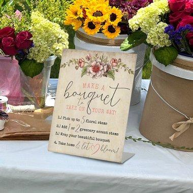 Vintage Floral Books  Flower Bar 2 Pedestal Sign