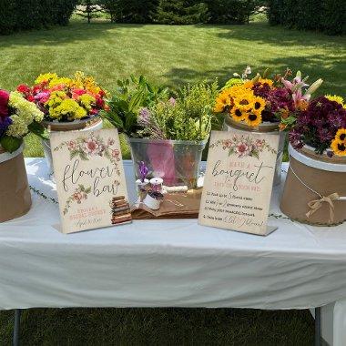 Vintage Floral Books  Flower Bar Pedestal Sign