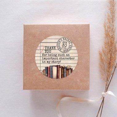 Vintage Floral Books  Thank You Classic Round Sticker