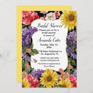 Vintage Floral Botanicals Bridal Shower Invitations