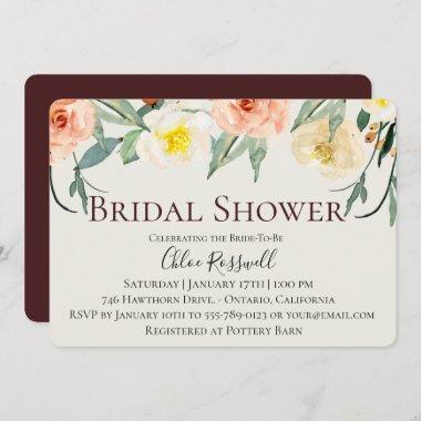 Vintage Floral Bouquet Bridal Shower Invitations