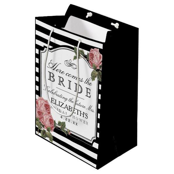 Vintage Floral Bridal Shower Customize The Color Medium Gift Bag
