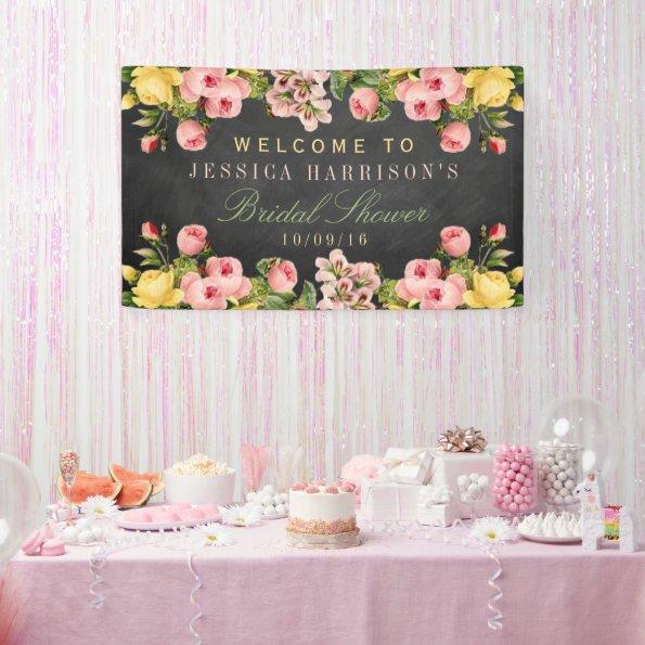 Vintage Floral Chalkboard Bridal Shower Banner