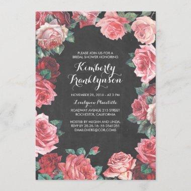 vintage floral chalkboard bridal shower Invitations