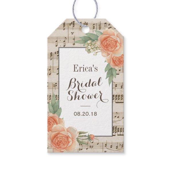 Vintage Floral Elegant Musical Bridal Shower Favor Gift Tags