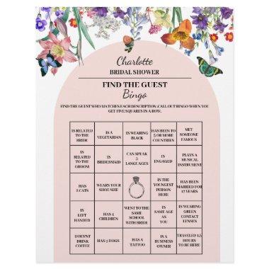 Vintage Floral Find The Guest  Bingo Flyer