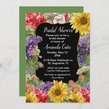 Vintage Floral Garden Bridal Shower Invitations