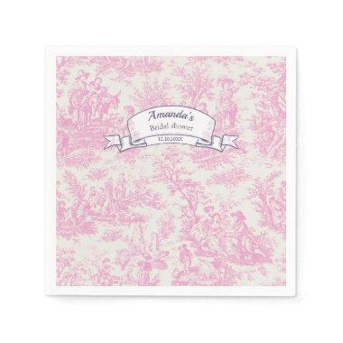 Vintage floral pink toile de jouy shower napkins