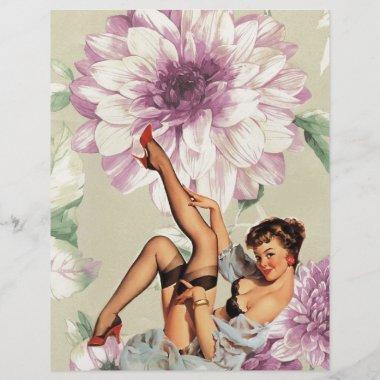 vintage floral retro pin up girl