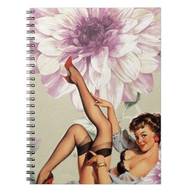 vintage floral retro pin up girl notebook