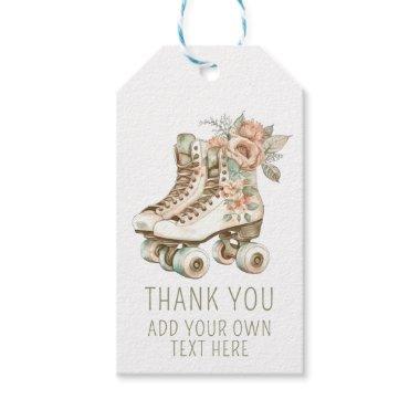 Vintage Floral Retro Roller Skates Elegant Design Gift Tags