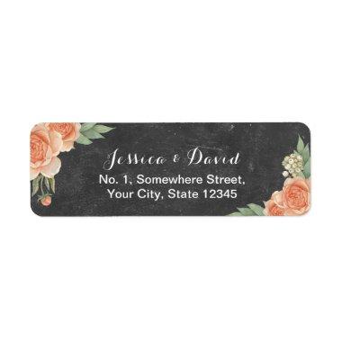 Vintage Floral Rustic Chalkboard Wedding Label