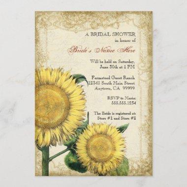 Vintage Floral Sunflowers - Autumn Fall Wedding Invitations