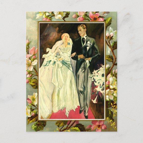 Vintage floral wedding couple template postInvitations
