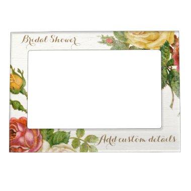 Vintage Floral Whitewash Spring  Magnetic Frame