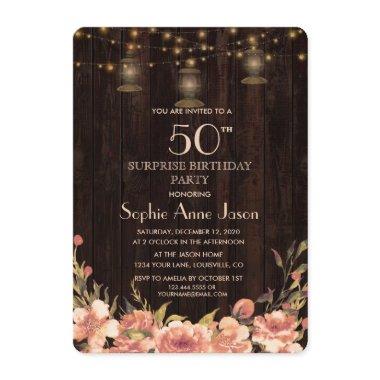 Vintage Floral Wood Old Lanterns 50 Birthday Party