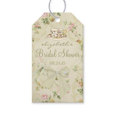 Vintage Flowers and Tea Cup Bridal Shower Gift Tags