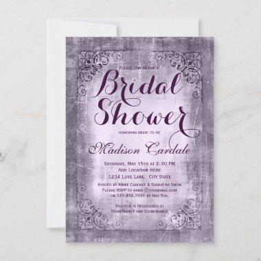 Vintage Frame Purple Bridal Shower Invitations