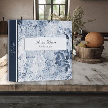 Vintage French Blue & White Floral Family Recipes 3 Ring Binder