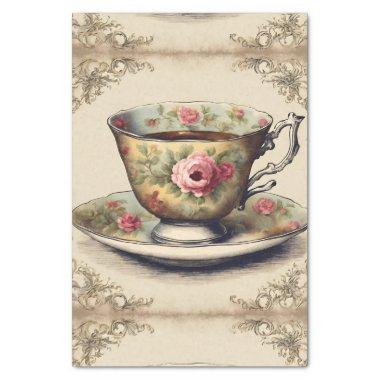 Vintage French Country Floral Tea Cup Tissue Paper