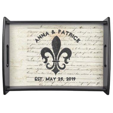 Vintage French Ephemera Fleur De Lis Custom Serving Tray