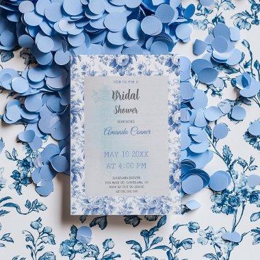 Vintage French Floral Toile Blue