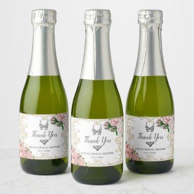 Vintage French Roses Lingerie Bridal Shower Favor Sparkling Wine Label
