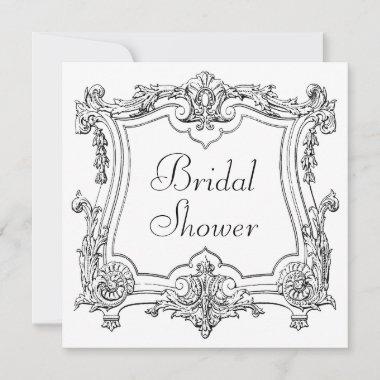 Vintage French Scroll Bridal Shower Double Sided Invitations