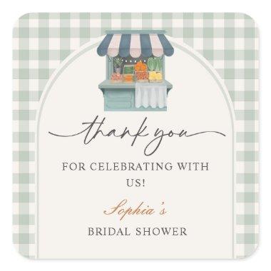 Vintage Fresh Off the Market Gingram  Square Sticker